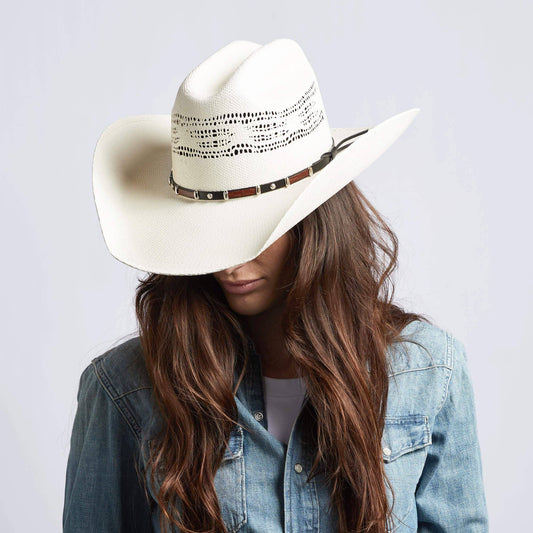 The American Hat Maker - Montana Womens Cowboy Straw Cowgirl Hat : Cream / MD