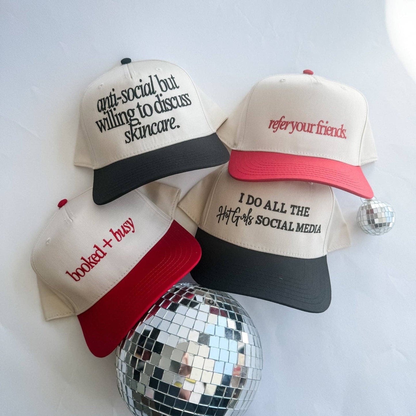 Refer your friends- Trucker Hat: Red and Cream