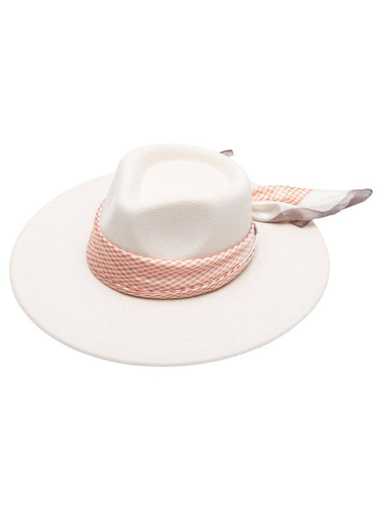 Lucca Couture - Euro Summer Rancher Hat w/ Scarf Trim : Ivory