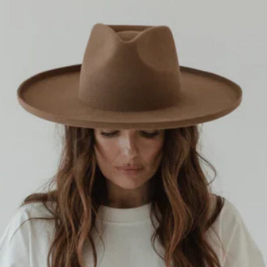 Gigi Pip - Amelia Pencil Brim Fedora Hat : Brown S/M