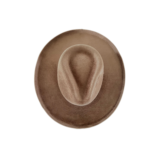 The Modern Cactus Co - Vegan Pencil Curl Stiff Brim Fedora Hat : Dark taupe