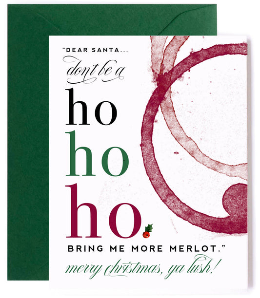 Ho Ho Ho Merlot Card - Christmas Card